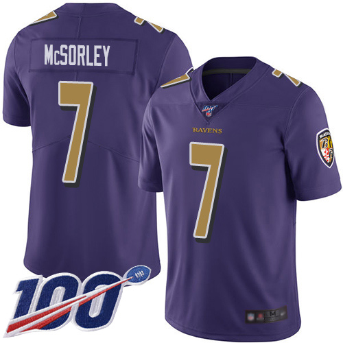 Baltimore Ravens Limited Purple Men Trace McSorley Jersey NFL Football 7 100th Season Rush Vapor Untouchable